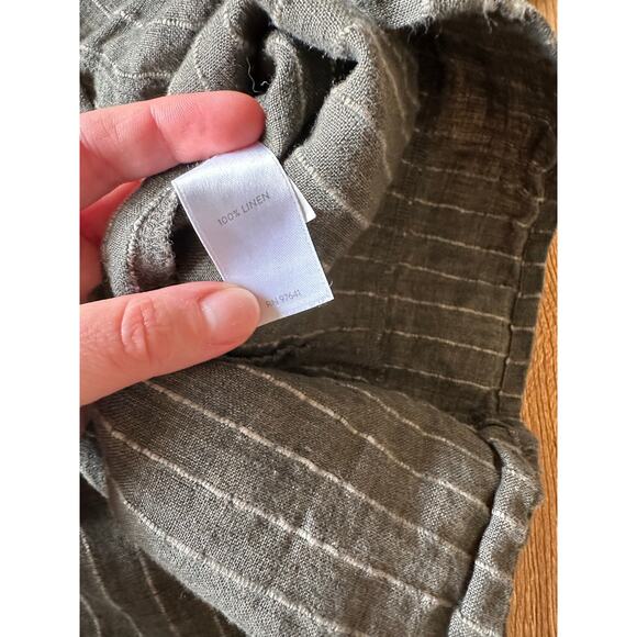 PureJill 100% Linen Green Button Up Blouse Size XSmall - Picture 3 of 6